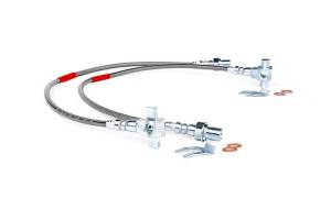 Rough Country Suspension - 89340S | Rough Country GM Extended Front Stainless Steel Brake Lines (71-78 PU/SUV)