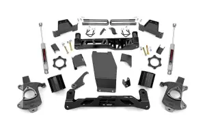 Rough Country - 22635 | Rough Country 6 Inch Lift Kit For Chevrolet Silverado/GMC Sierra 1500 4WD | 2014-2018 | Lower Control Arm Stock Cast Steel | Strut Spacer, N3 Rear Shocks