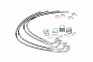 Rough Country - 89716 | Jeep Front & Rear Stainless Steel Brake Lines | 4-6in Lifts (07-18 Wrangler JK)