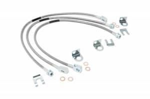 Rough Country Suspension - 89715 | Jeep Front & Rear Stainless Steel Brake Lines | 4-6in Lifts (XJ/YJ/TJ)