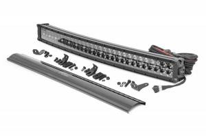 Rough Country - 72930BD | 30-inch Curved Cree LED Light Bar - (Dual Row | Black Series w/ Cool White DRL)