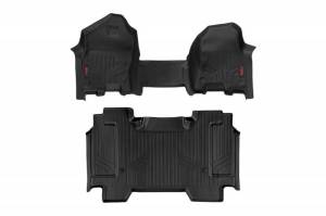 Rough Country - M-31410 | Rough Country Floor Mats Front & Rear For Ram 1500 2/4WD (2019-2023) 1500 TRX (2021-2023) | Front Bench Seat, Crew Cab, Without Factory Under Seat Storage
