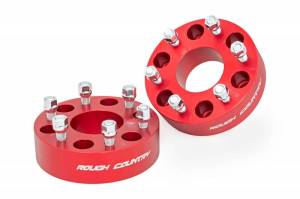 Rough Country - 1101RED | 2-inch GM Wheel Spacers (Pair, Red)