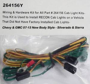 Recon Truck Accessories - 264156Y | Wiring & Hardware Kit for All Part #264156 Cab Light Kits