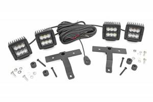 Rough Country - 70822 | Rough Country Quad 2 Inch LED Light Pod Kit For Jeep Gladiator JT / Wrangler 4xe / Wrangler JL | 2018-2023 | Black Series