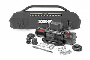 Rough Country - 10727 | Rough Country Front Hybrid Bumper For Toyota Tacoma 2/4WD | 2016-2023 | PRO12000S Winch, Black Series Light Bar With White DRL