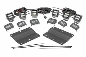 Rough Country - 51086 | Rough Country Triple LED Fog Light Kit For Factory Modular Front Bumper Ford Bronco | 2021-2023 | Black Series With Flood Beam