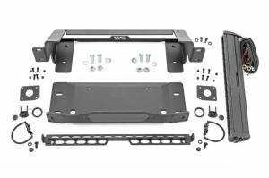 Rough Country - 51067 | Rough Country High Winch Mount For Factory Modular Bumper Ford Bronco 4WD | 2021-2023 | Winch Mount Only, Black Series Light Bar