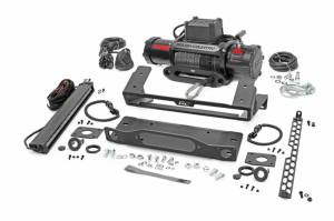Rough Country - 51095 | Rough Country High Winch Mount For Factory Modular Bumper Ford Bronco 4WD | 2021-2023 | With PRO9500S Winch, Black Series Light Bar