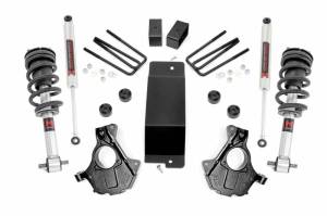 Rough Country - 12140 | Rough Country 3.5 Inch Lift Kit With Rear Lift Blocks For Chevrolet Silverado / GMC Sierra 1500 | 2014-2018 | Front M1 Struts, Rear M1 Shocks, Factory Cast Aluminum/Stamp Steel Control Arms