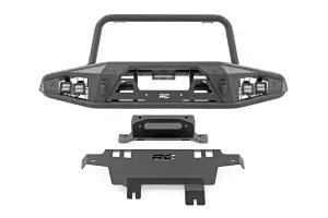 Rough Country - 51205 | Rough Country Front Tubular Bumper With 4 LED Cube Lights For Ford Bronco | 2021-2023 | With Winch Plate