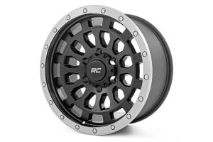 Rough Country - 87170912B | Rough Country 87 Series Wheel | Simulated Beadlock | Black/Machined | 17x8.5 | 6x5.5 | +0mm