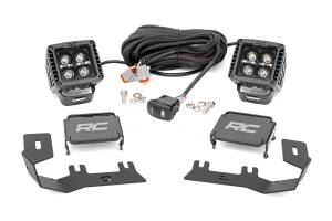 Rough Country - 71055 | Rough-Country LED Ditch Light Kit | 2in Black Series W/ Amber DRL (2014-2018 Silverado, Sierra 1500)