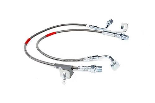 Rough Country - 89360S | Rough Country GM Extended Front Stainless Steel Brake Lines (1987 PU / 87-91 SUV)