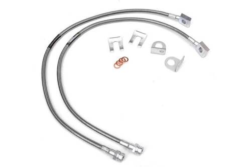 Rough Country - 89702 | Jeep Front Stainless Steel Brake Lines | 4-6in (TJ/YJ/XJ)