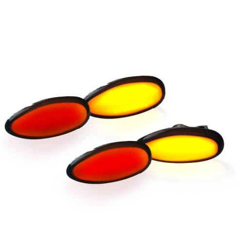 Recon Truck Accessories - 264133BK | Dually Fender Lenses (4-Piece Set) w/ 2 Red LED Lights & 2 Amber LED Lights – Smoked Lens