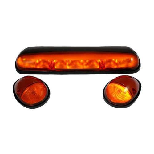 Recon Truck Accessories - 264155AM | (3-Piece Set) Amber Cab Roof Light Lens with Amber LED’s