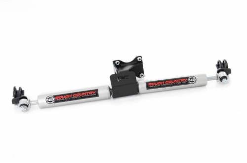 Rough Country - 8734930 | Rough Country N3 Steering Stabilizer Dual 2-8 Inch Lift For Jeep Wrangler JK | 2007-2018