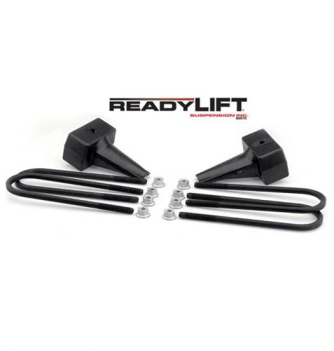 ReadyLIFT Suspensions - 66-2094 | ReadyLift 4 Inch Rear Block & U Bolt Kit (1999-2010 F250, F350 Super Duty | 1 Piece Drive Shaft)