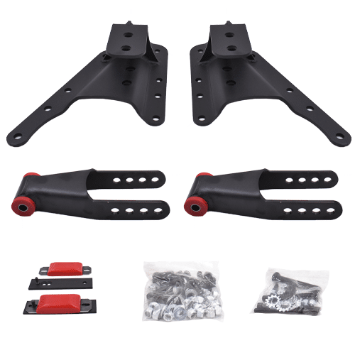 DJM Suspension - HS2603-5 | DJM Suspension 5 Inch Rear Hanger & Shackle Kit (2001-2010 Silverado, Sierra 2500 HD, 3500 HD 2WD | Short Bed ONLY)