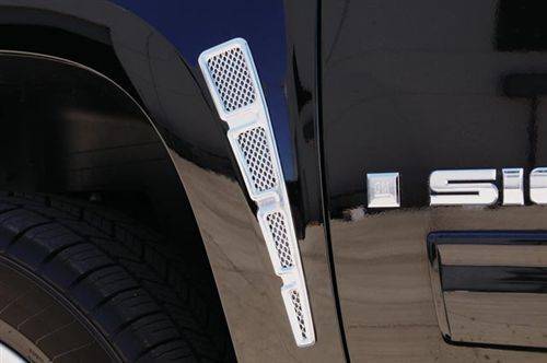 T-Rex Billet - 54006 | T-Rex Fender Vent | Small Mesh | Aluminum | Chrome | 2 Pc | Tape | [Available While Supplies Last]