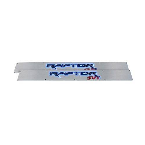 Recon Truck Accessories - 264421FD | Front Illuminated Door Sill | Brushed with Blue Illumination