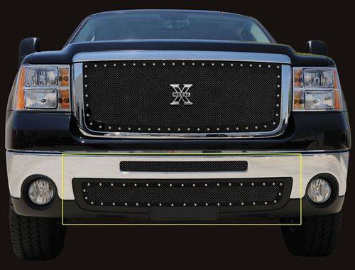 T-Rex Billet - 6722061 | T-Rex X-Metal Series Studded Bumper Grille | Large Mesh | Mild Steel | Black | Chrome Studs | 2 Pc | Insert | [Available While Supplies Last]