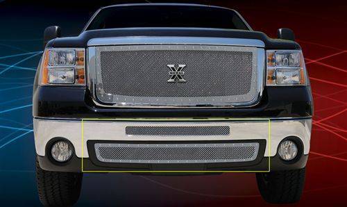 T-Rex Billet - 6722060 | T-Rex X-Metal Series Studded Bumper Grille | Small Mesh | Stainless Steel | Polished | Chrome Studs | 2 Pc | Bolt-On | [Available While Supplies Last]