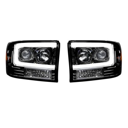 Recon Truck Accessories - 264192BKC | Projector Headlights w/ Ultra High Power Smooth OLED HALOS & DRL – Smoked / Black