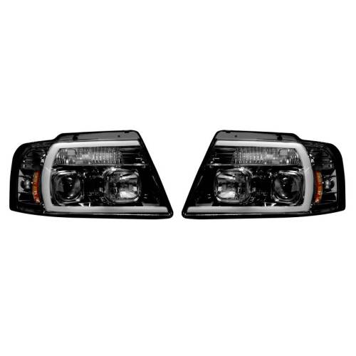 Recon Truck Accessories - 264198BKC | Projector Headlights w/ Ultra High Power Smooth OLED HALOS & DRL – Smoked / Black