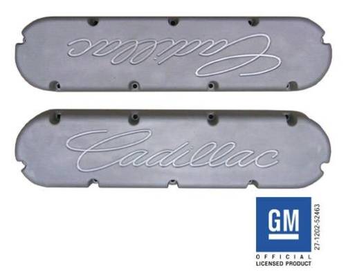 PML Covers - PML As-Cast Cadillac 368, 425, 472 & 500, Flat Top Style, With Machined Large Cadillac Script