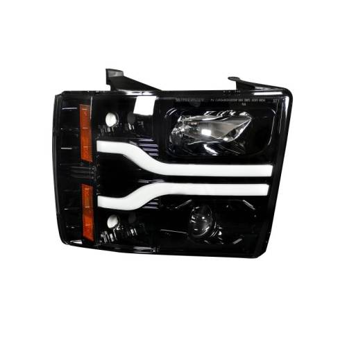 Recon Truck Accessories - 264195BKC | Projector Headlights w/ Ultra High Power Smooth OLED HALOS & DRL – Smoked / Black