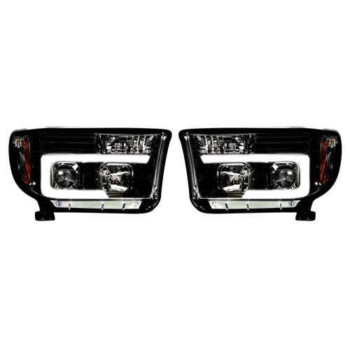 Recon Truck Accessories - 264194BKC | Projector Headlights w/ Ultra High Power Smooth OLED HALOS & DRL – Smoked / Black