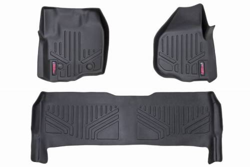 Rough Country - M-51213 | Heavy Duty Floor Mats [Front/Rear] - (12-16 Ford Super Duty Crew Cab | Raised Pedal)