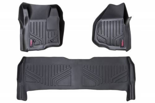 Rough Country - M-51223 | Heavy Duty Floor Mats [Front/Rear] - (11-16 Ford Super Duty Crew Cab | Depressed Pedal)
