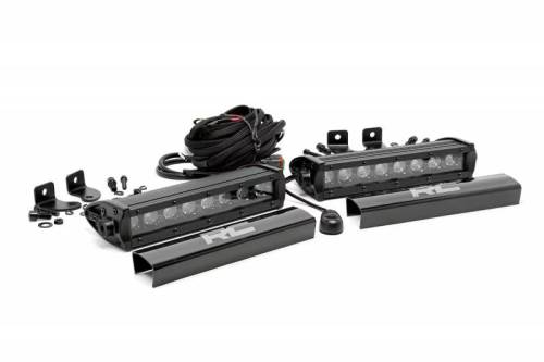 Rough Country - 70728BL | 8-inch Cree LED Light Bar - (Single Row, Pair | Black Series w/ Cool White DRL)