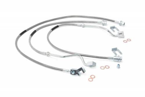 Rough Country - 89717 | Ford Front & Rear Stainless Steel Brake Lines | 4-8in Lifts (99-04 F250/350)
