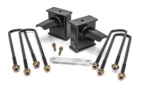 ReadyLIFT Suspensions - 66-2761 | ReadyLift 6 Inch Flat Rear Block & U Bolt Kit With Carrier Bearing Spacer (2017-2024 F250, F350 Super Duty)