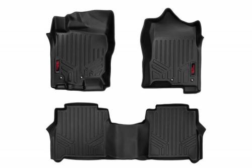 Rough Country - M-81712 | Rough Country Floor Mats For Nissan Titan (2017-2024) / Titan XD (2016-2024) | Front & Second Row, Front Bucket Seats, Factory Under Seat Storage, Crew Cab