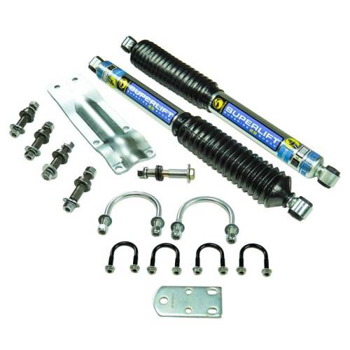 SuperLift - 92714 | Superlift Dual Steering Stabilizer Kit with SS series shocks by Bilstein - 73-91 GM 1/2 and 3/4 ton Solid Axle and 1969-1993 Dodge 1/2 and 3/4 ton 4WD Vehicles