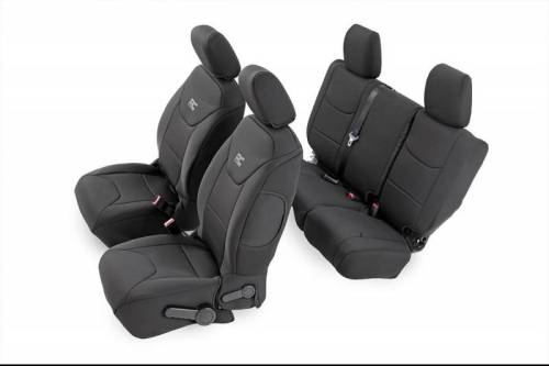 Rough Country - 91007 | Jeep Neoprene Seat Cover Set | Black [13-18 Wrangler JK | 2 Door]