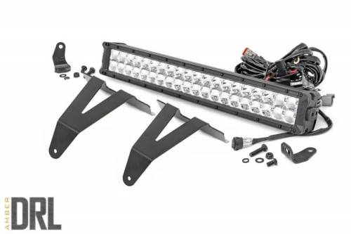 Rough Country - 70781 | Rough Country 20 Inch LED Light Bar & Bumper Kit For Ram 1500 | 2019-2023 | Chrome Series With Amber DRL