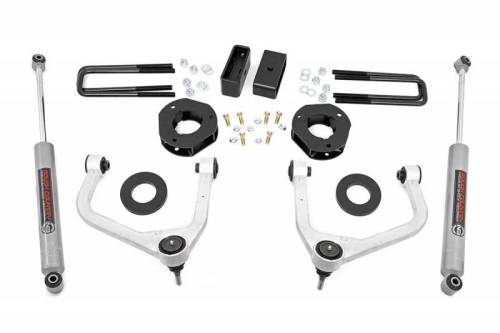 Rough Country - 29531 | Rough Country 3.5 Inch Lift Kit For Chevrolet Silverado 1500 2/4WD | 2019-2024 | Factory Multi-leaf Spring, Strut Spacers With N3 Rear Shocks