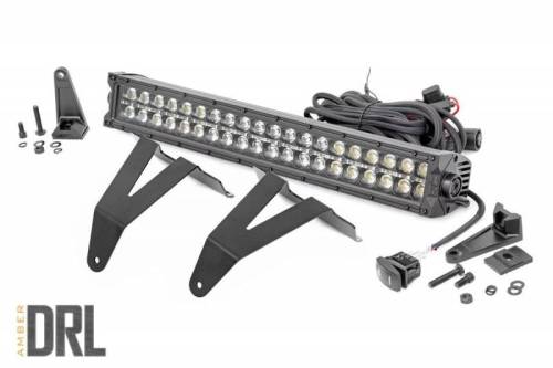 Rough Country - 70779DRLA | Rough Country 20 Inch LED Light Bar & Bumper Kit For Ram 1500 | 2019-2023 | Black Series With Amber DRL