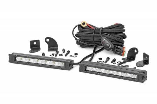 Rough Country - 70406A | 6-inch Slimline Cree LED Light Bars (Pair | Chrome Series)