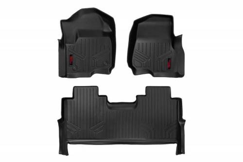 Rough Country - M-51712 | Heavy Duty Floor Mats [Front/Rear] - (2017-2022 Ford Super Duty Crew Cab | Bucket Seats)