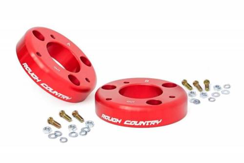 Rough Country - 568RED | 2in Ford Leveling Billet Strut Extensions (09-13 F-150 | RED)