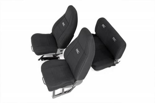 Rough Country - 91008 | Jeep Neoprene Seat Cover Set | Black [87-90 Wrangler YJ]