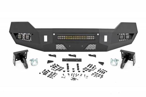 Rough Country - 10774 | Rough Country Front Bumper With Black Series LED Cube Lights (4) & 20 Inch LED Light Bar For Ram 1500 (2013-2018) / 1500 Classic (2019-2023)