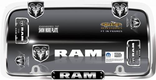 Cruiser Accessories - 11135 | Ram, Chrome / Black License Plate Frame